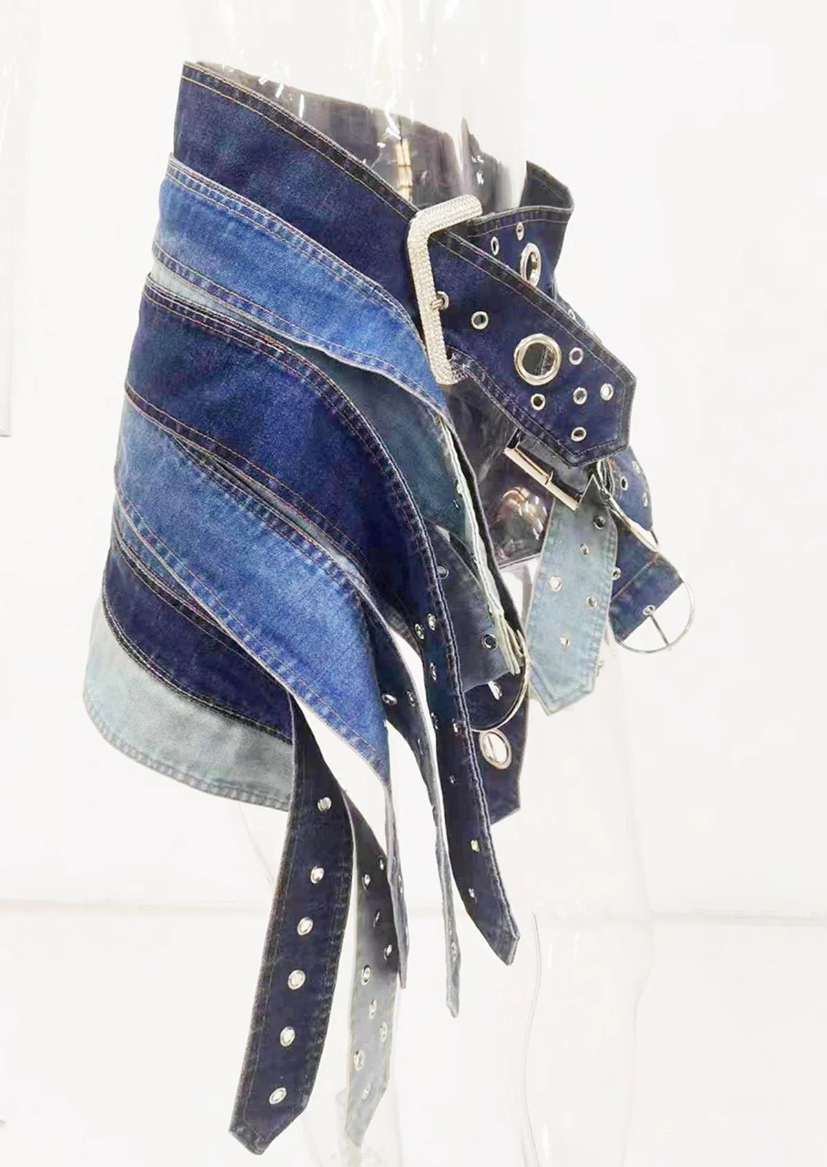 Denim Belts Skirt - UKAI