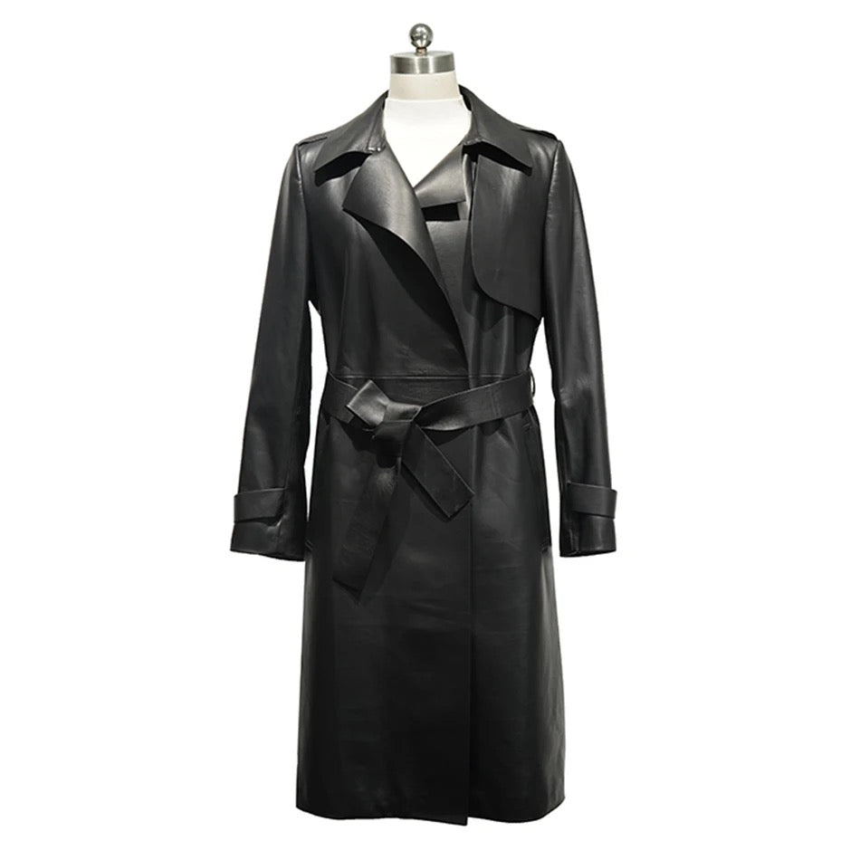 Faux Leather Trench Coat - UKAI