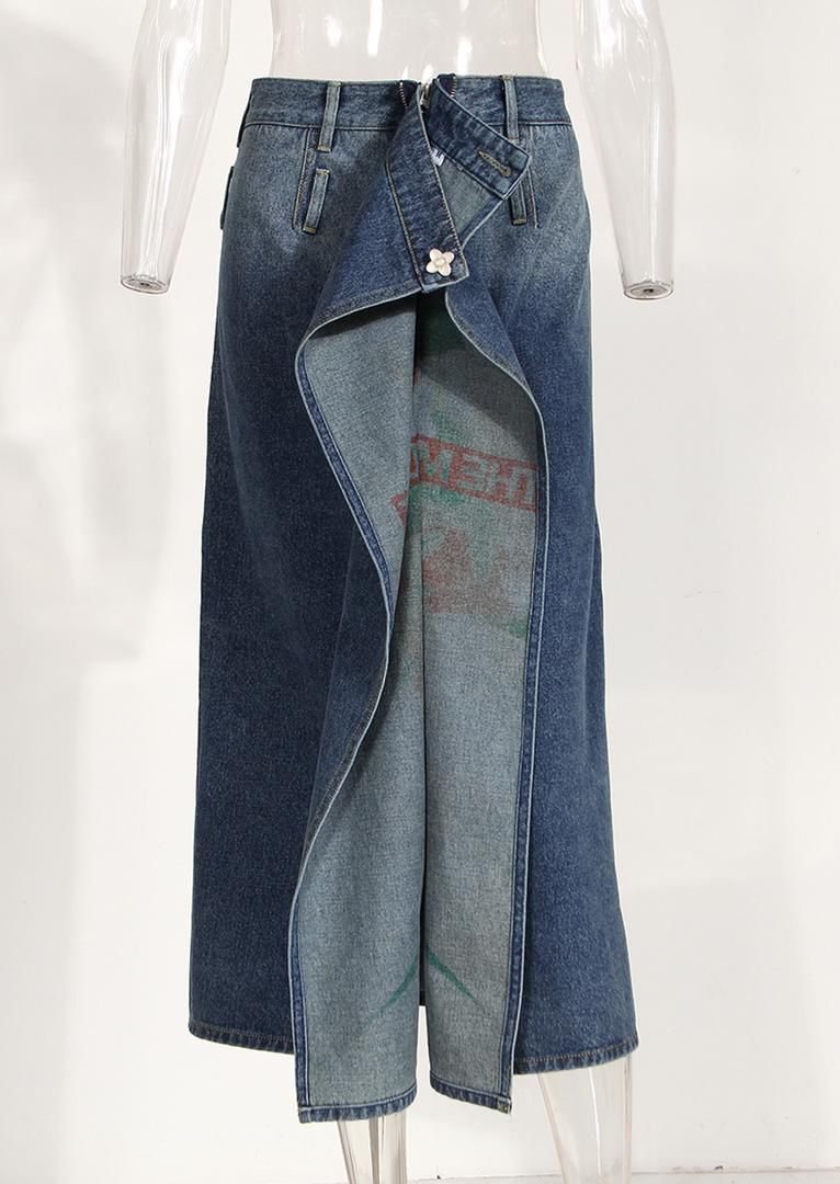 Long Double Sided Denim Skirt - UKAI