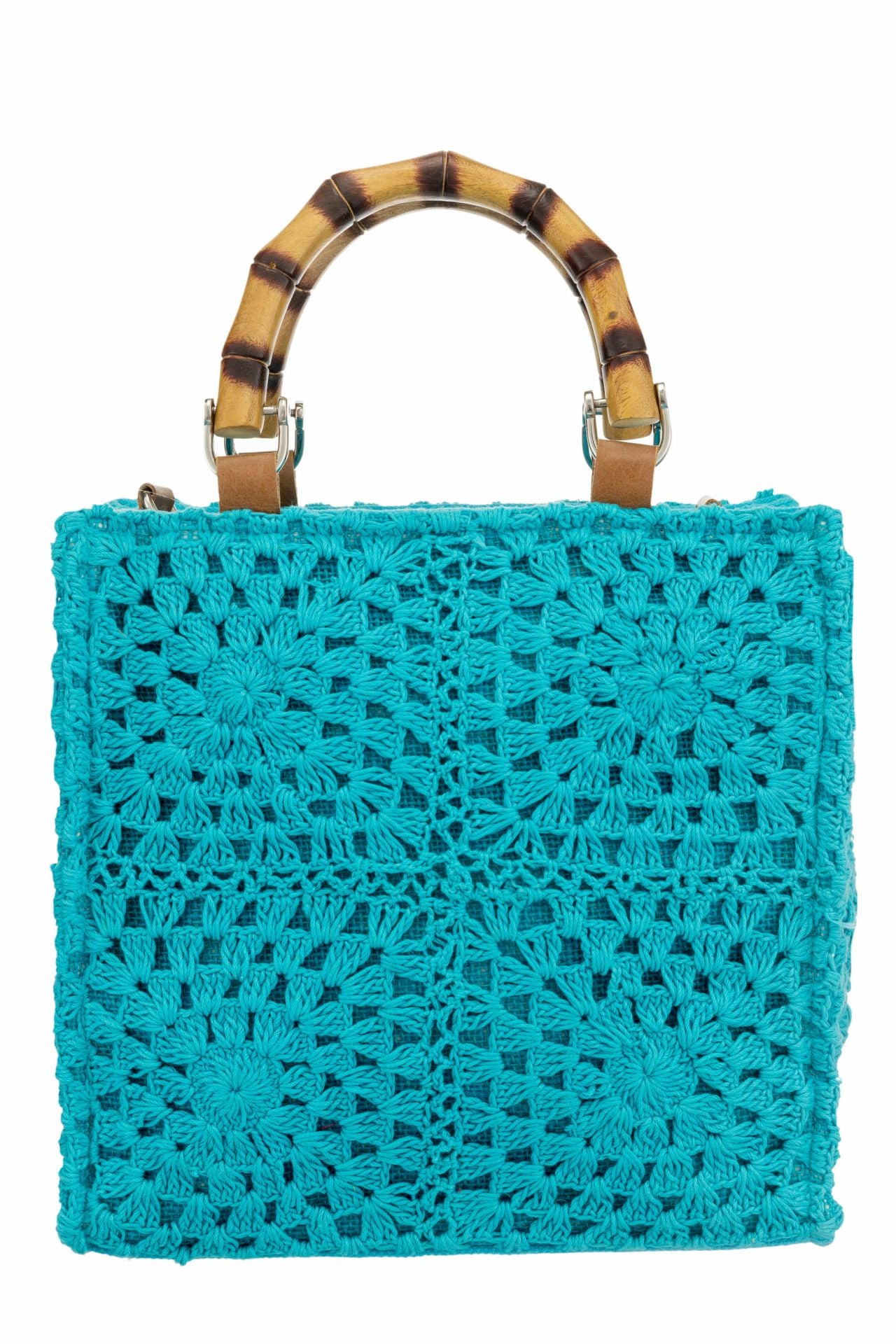 Bamboo Handle Crochet Handbag - UKAI