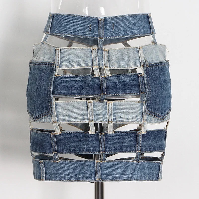 Botton Up Denim Skirt - UKAI
