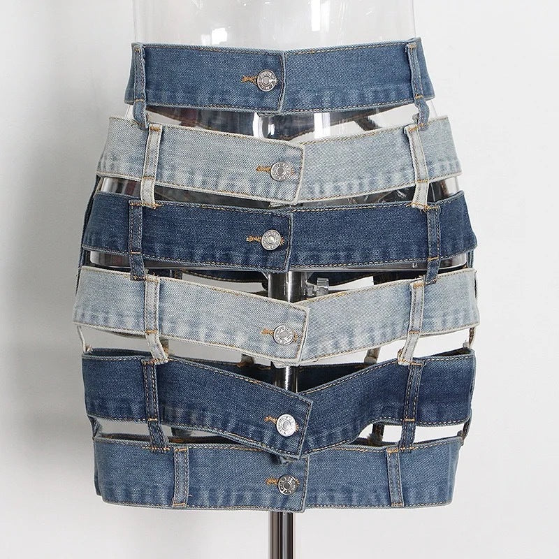 Botton Up Denim Skirt - UKAI