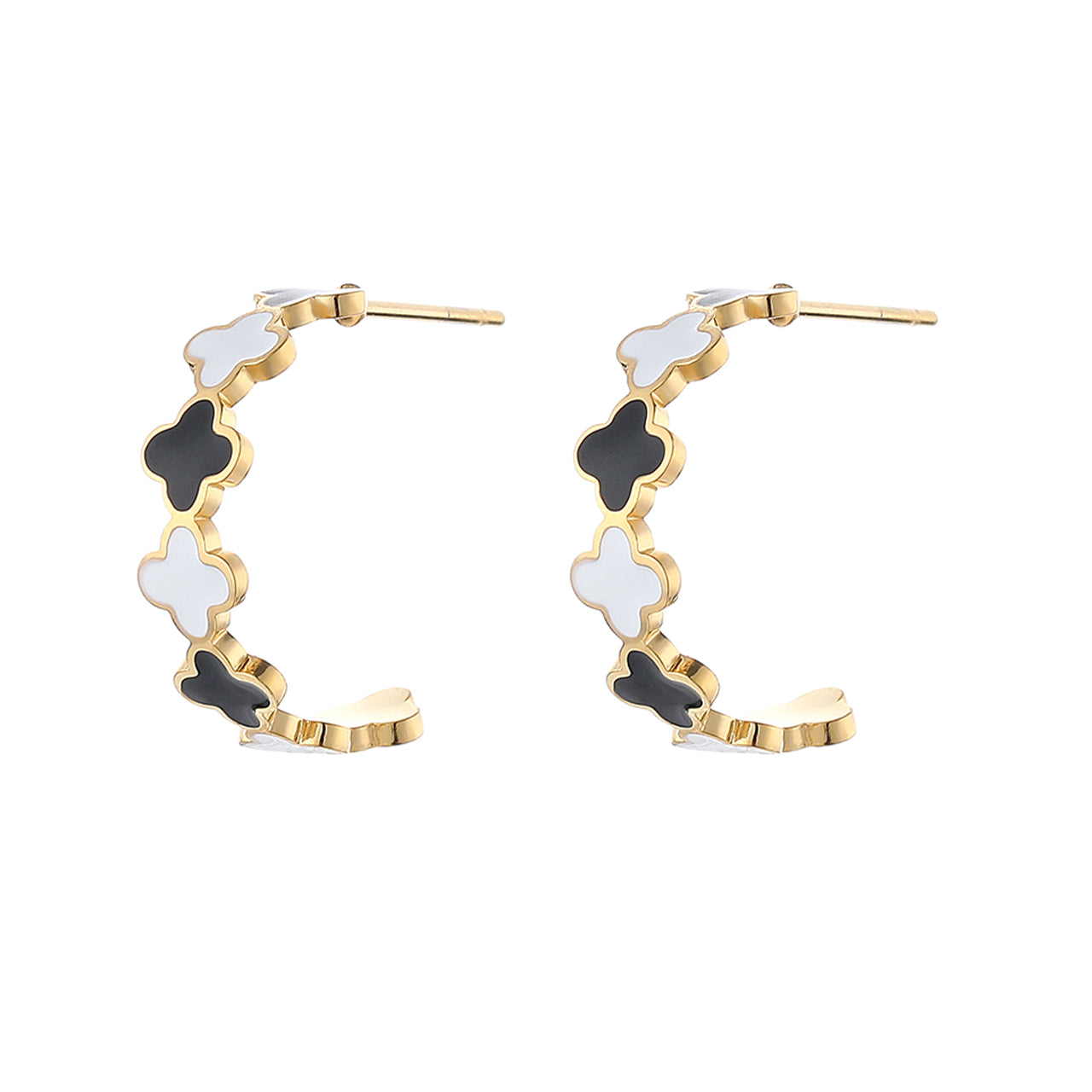 Four Leaves Half Hoop Earring - UKAI