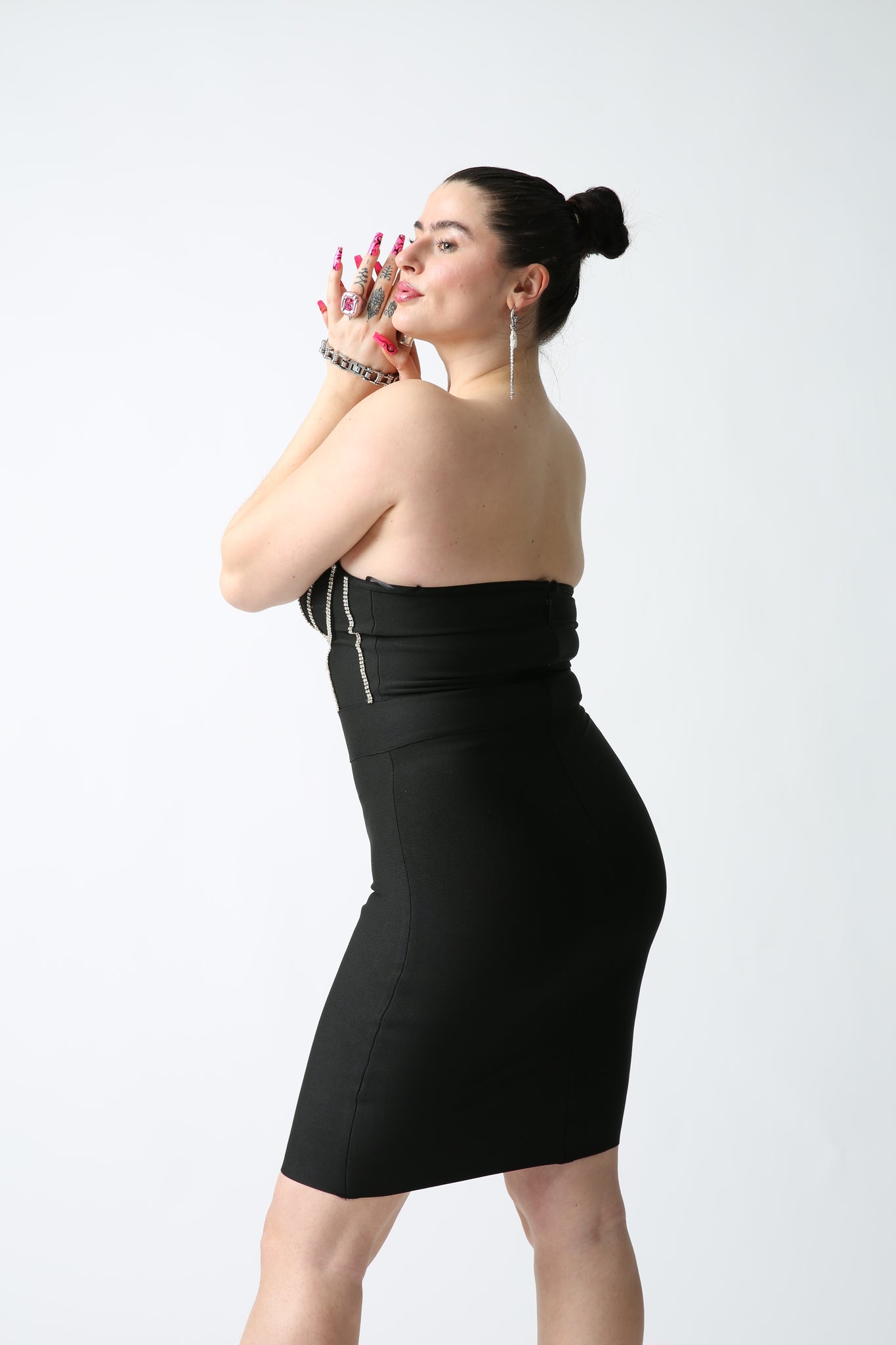 Rhinestone Bustier Dress - UKAI