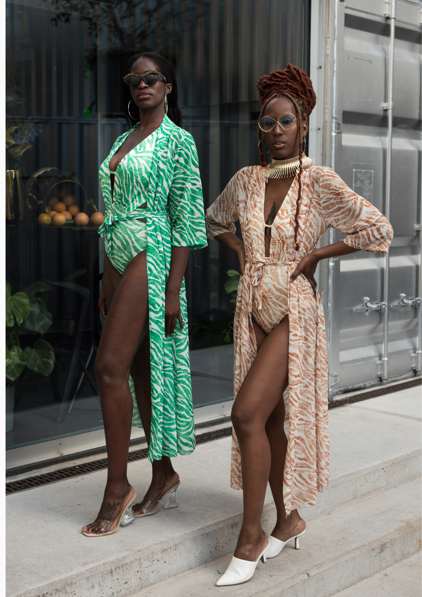Zebra Patterned Swimsuit and Kimono - UKAI