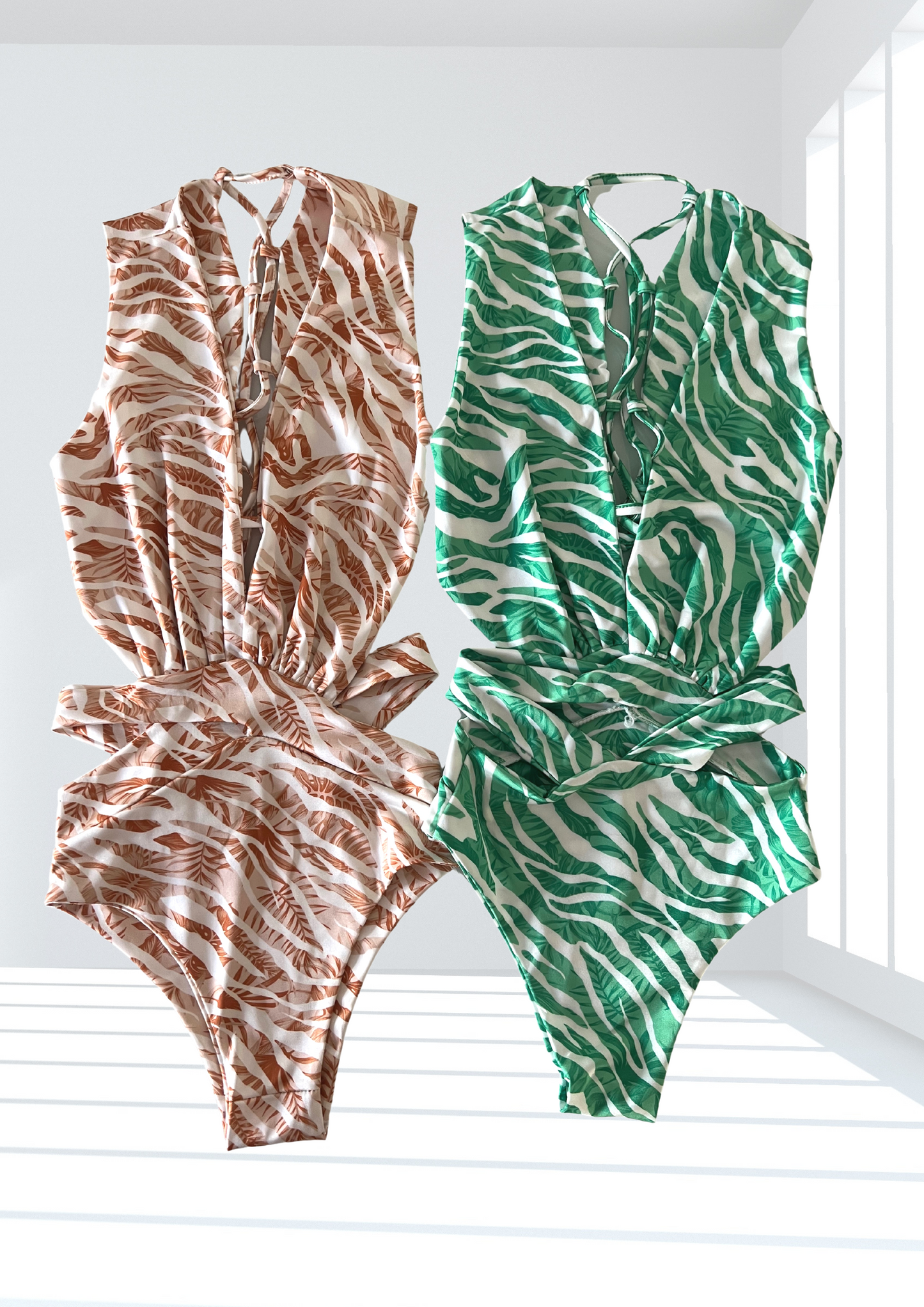 Zebra Patterned Swimsuit and Kimono - UKAI