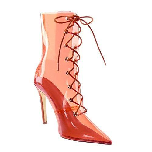 Orangefarben-durchsichtige Schnürstiefel mit Stilettoabsatz - Walk.Store