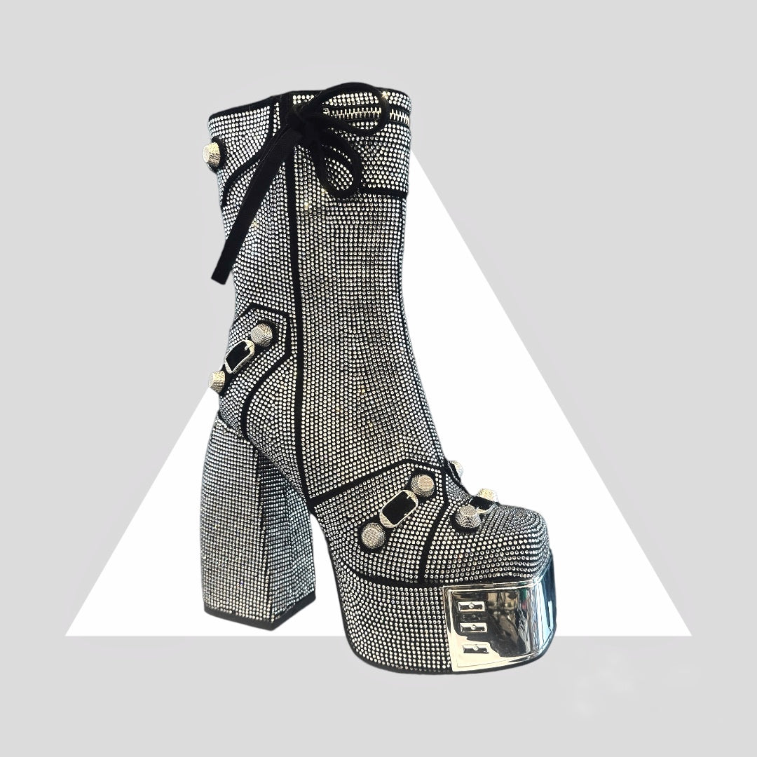 Silver Ankle Boots with Plateau - UKAI