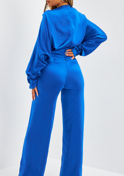 Satin Jumpsuit with Butterfly Sleeves - WALKONME