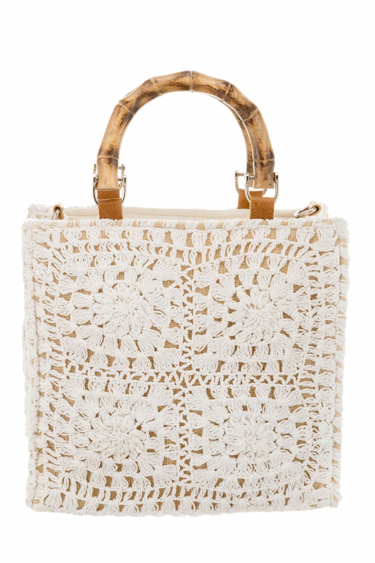 Bamboo Handle Crochet Handbag - UKAI