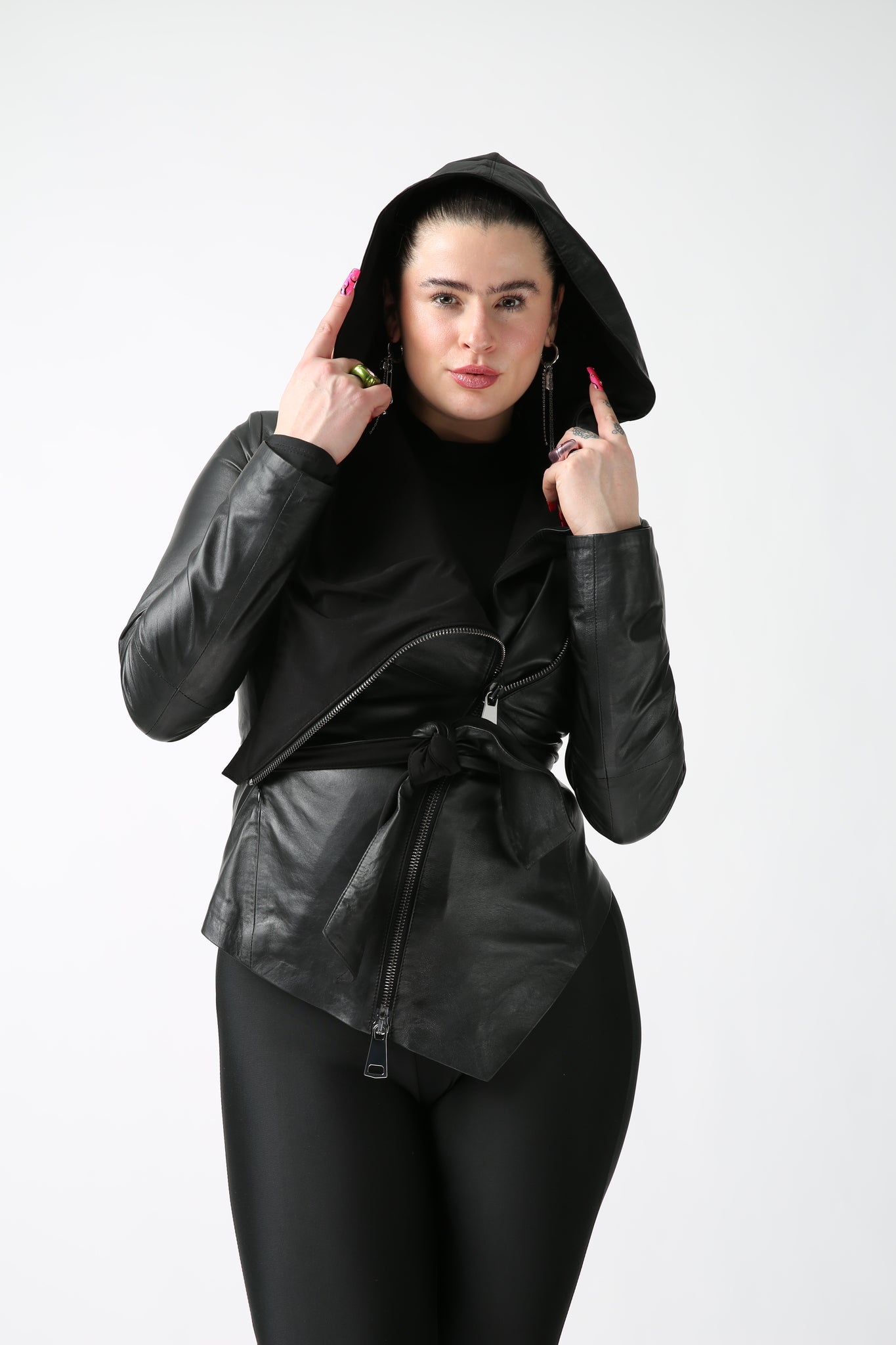 Leather Jacket with Hood - UKAI