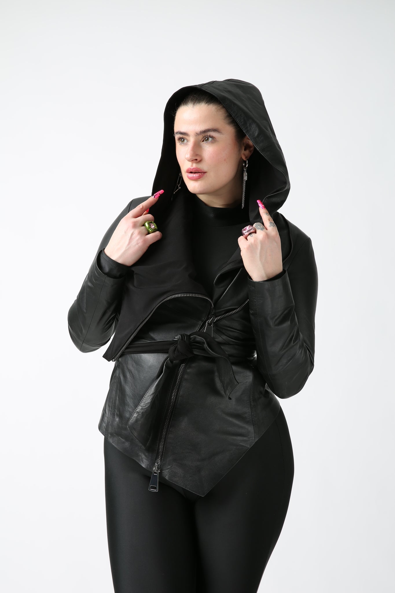 Leather Jacket with Hood - UKAI