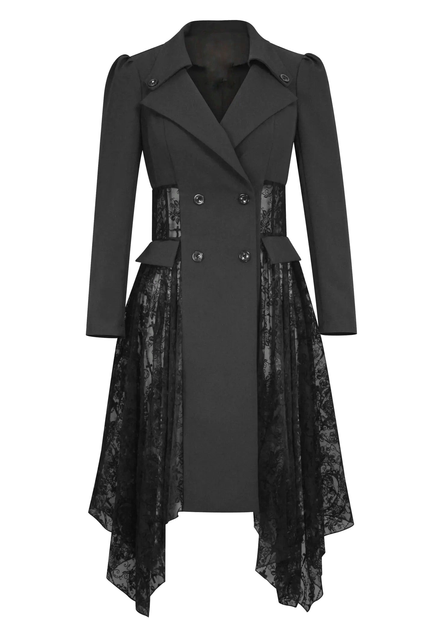 UKÃI - Trenchjacke Aus Spitze In Schwarz
