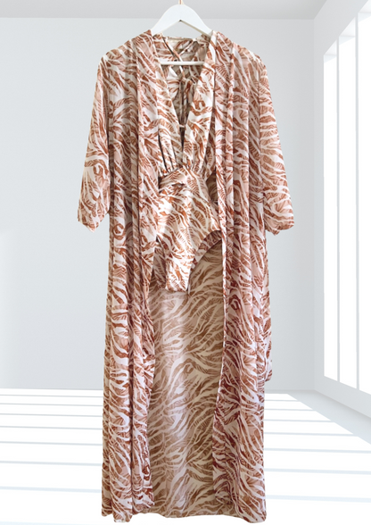 Zebra Patterned Swimsuit and Kimono - UKAI